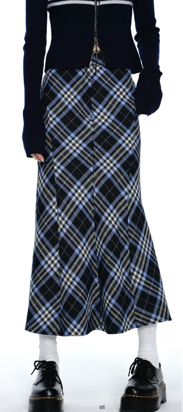 Plaid Serpentina Midi Skirt