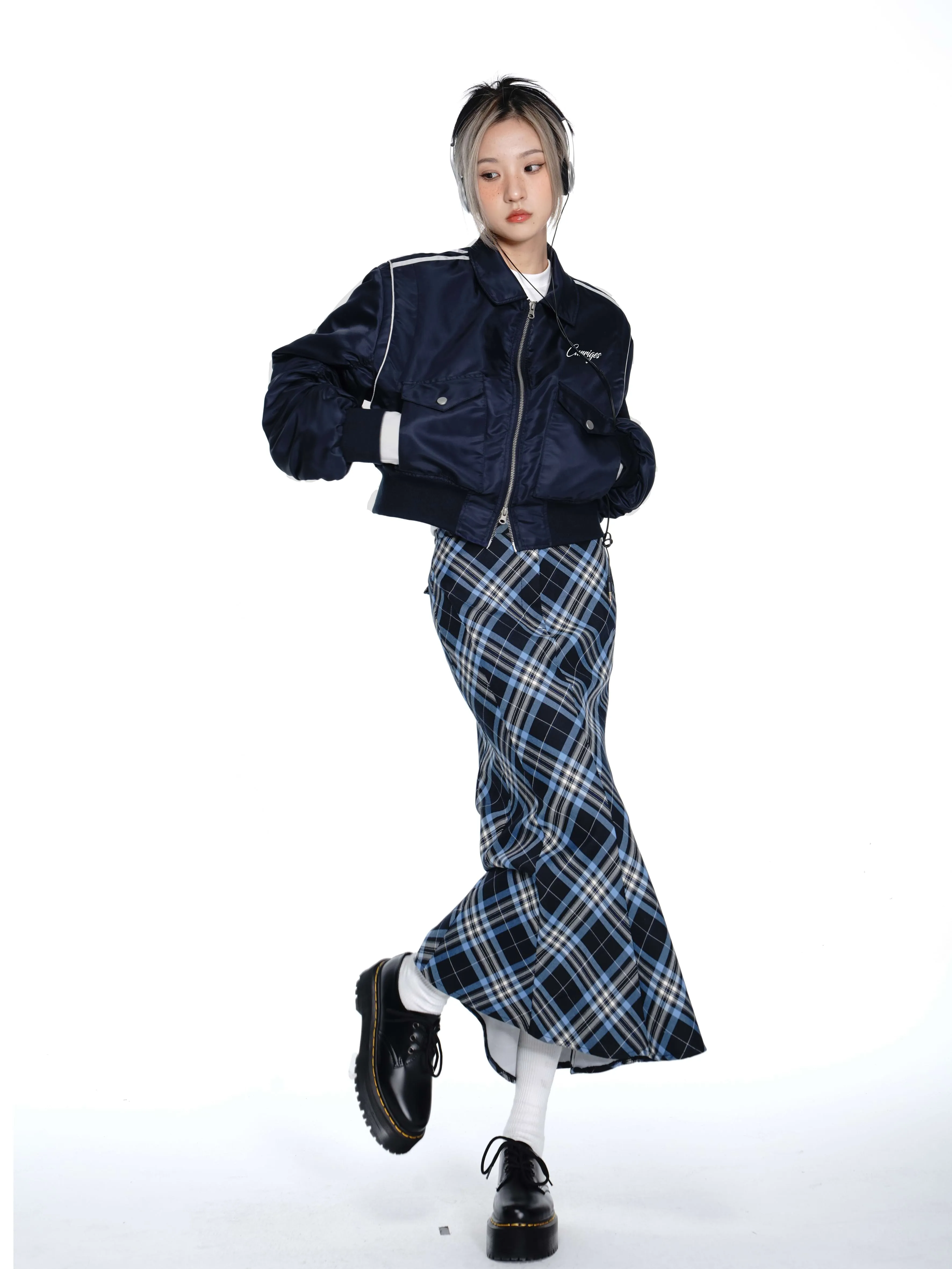Plaid Serpentina Midi Skirt