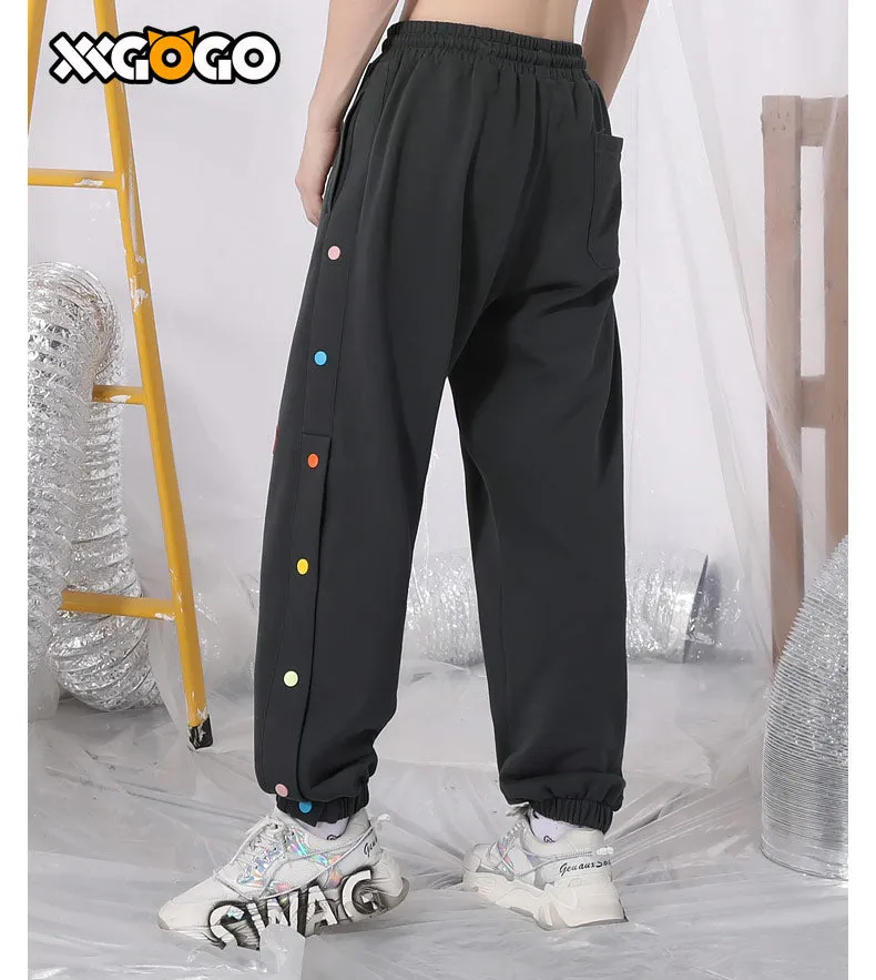 Rainbow Breasted Heart Label Jogger Pants