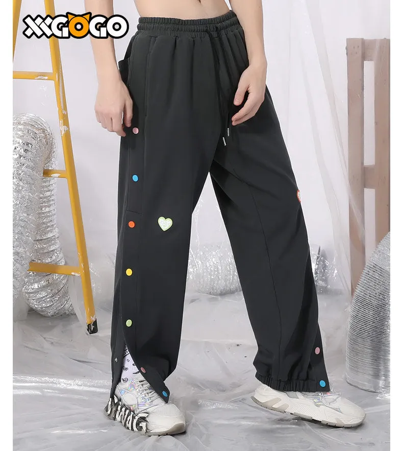 Rainbow Breasted Heart Label Jogger Pants