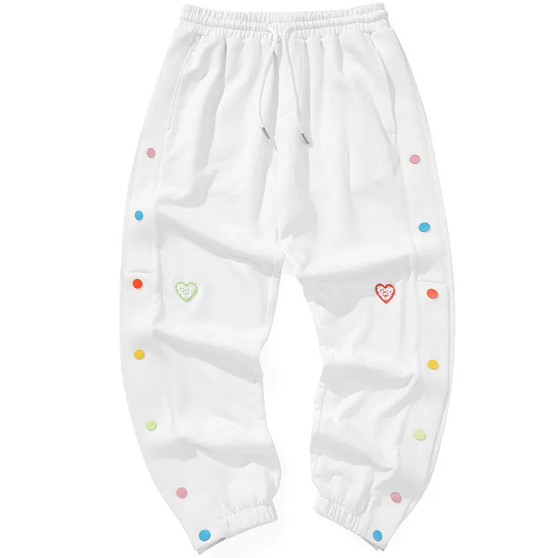 Rainbow Breasted Heart Label Jogger Pants