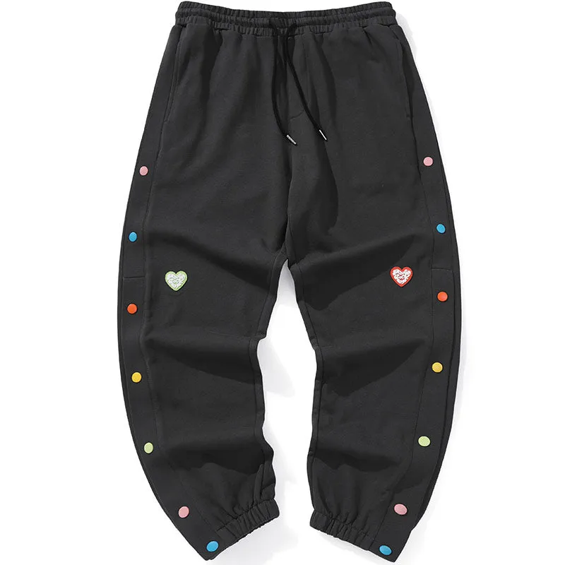 Rainbow Breasted Heart Label Jogger Pants
