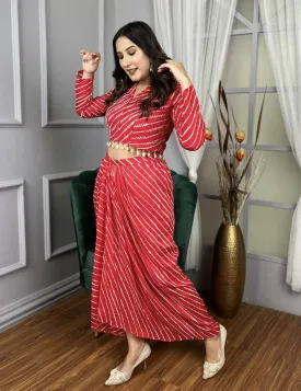 Red Leheriya Skirt Set