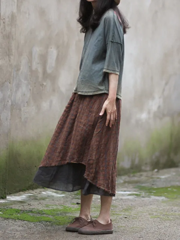 Retro Plaid Double-deck Skirt