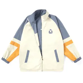 Reversible Color Block Print Lapel Couple Jacket
