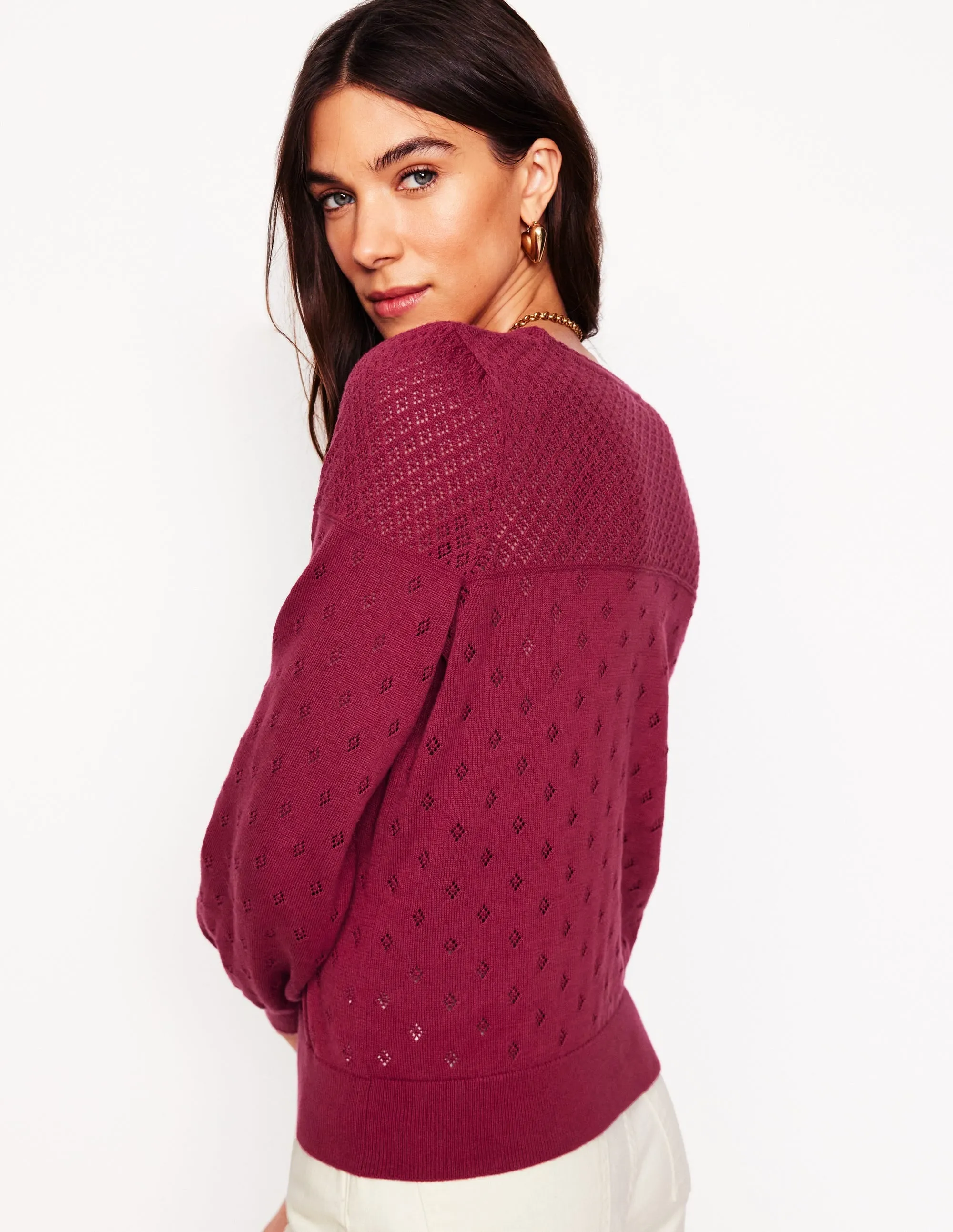 Rosalie Pointelle Jumper-Terracotta