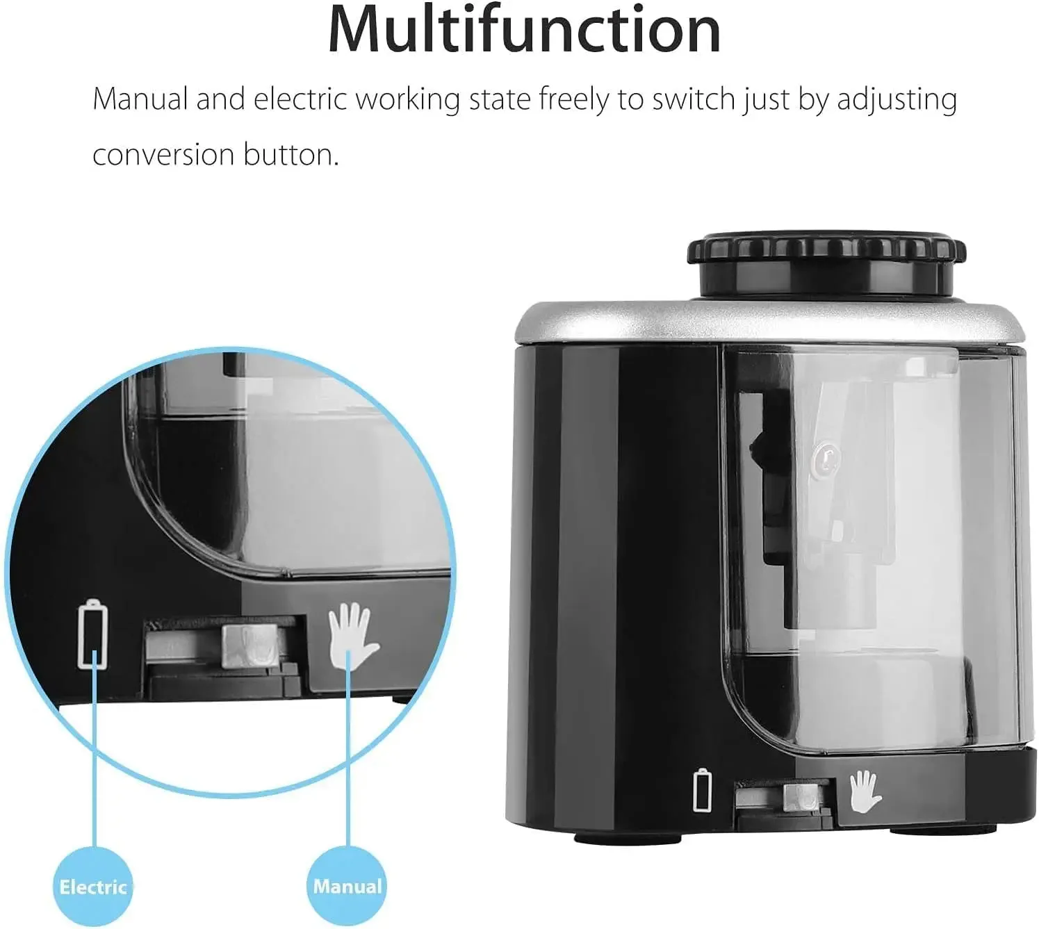 Safe Electric Auto Pencil Sharpener with Helical Steel Blade