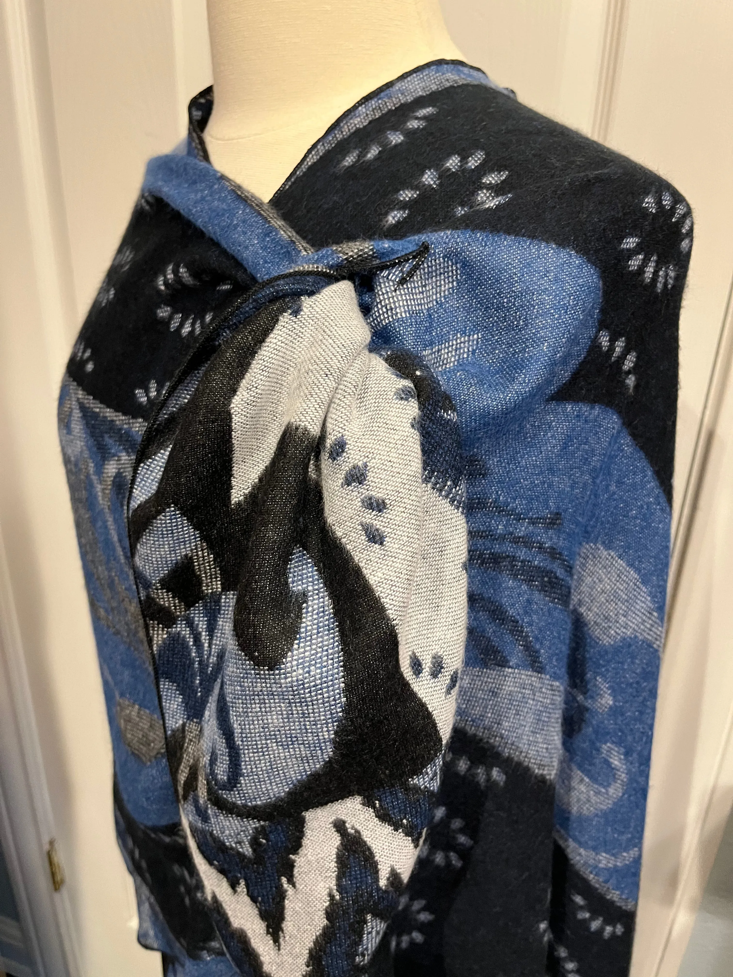 Shades of Denim Reversible Cashmere Shawl