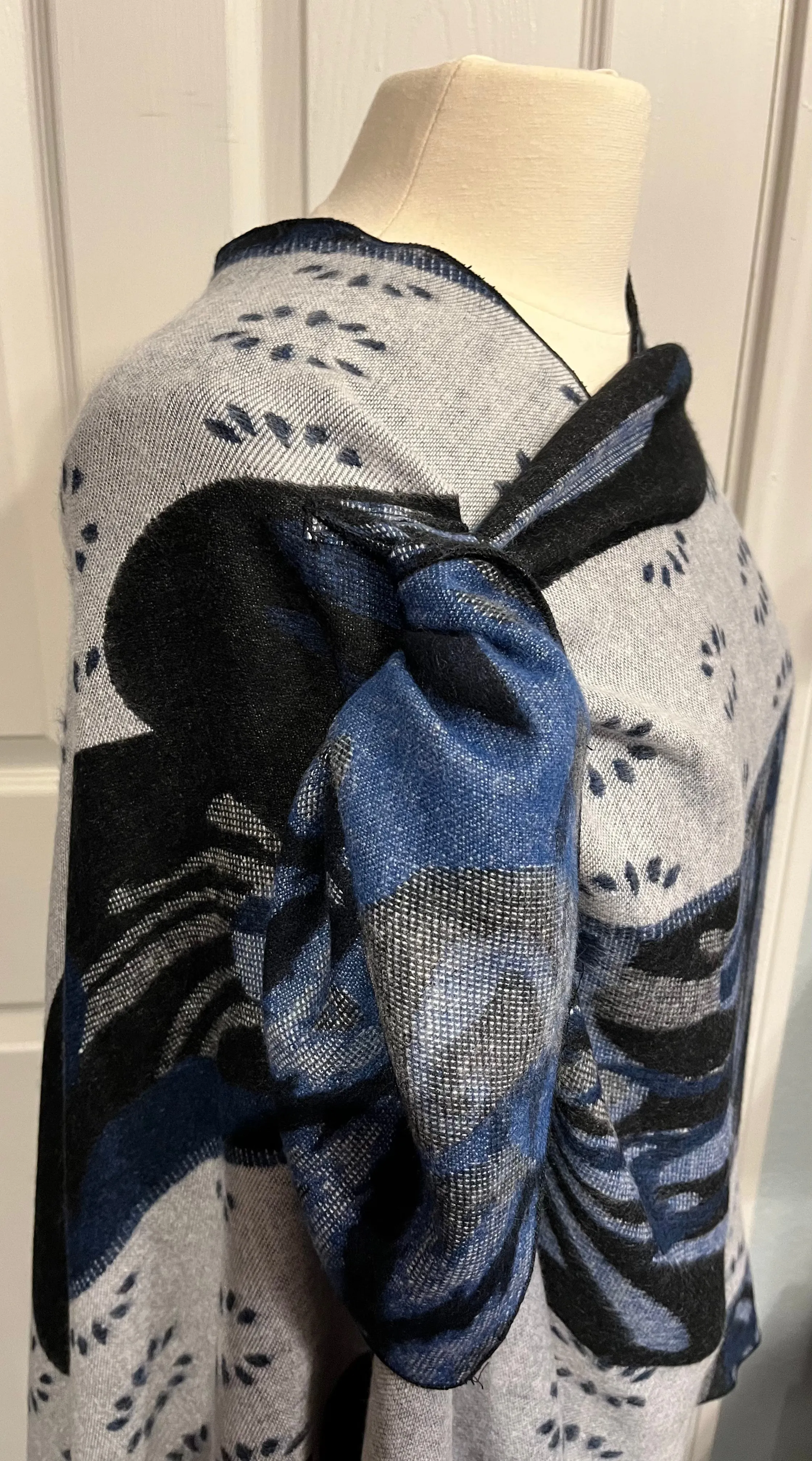 Shades of Denim Reversible Cashmere Shawl