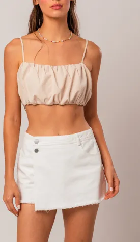 Shirring Spaghetti Crop Top