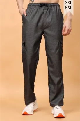 Smoke Grey Textured Stretch Cargo