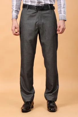 Smoke Grey Textured Stretch Trousers