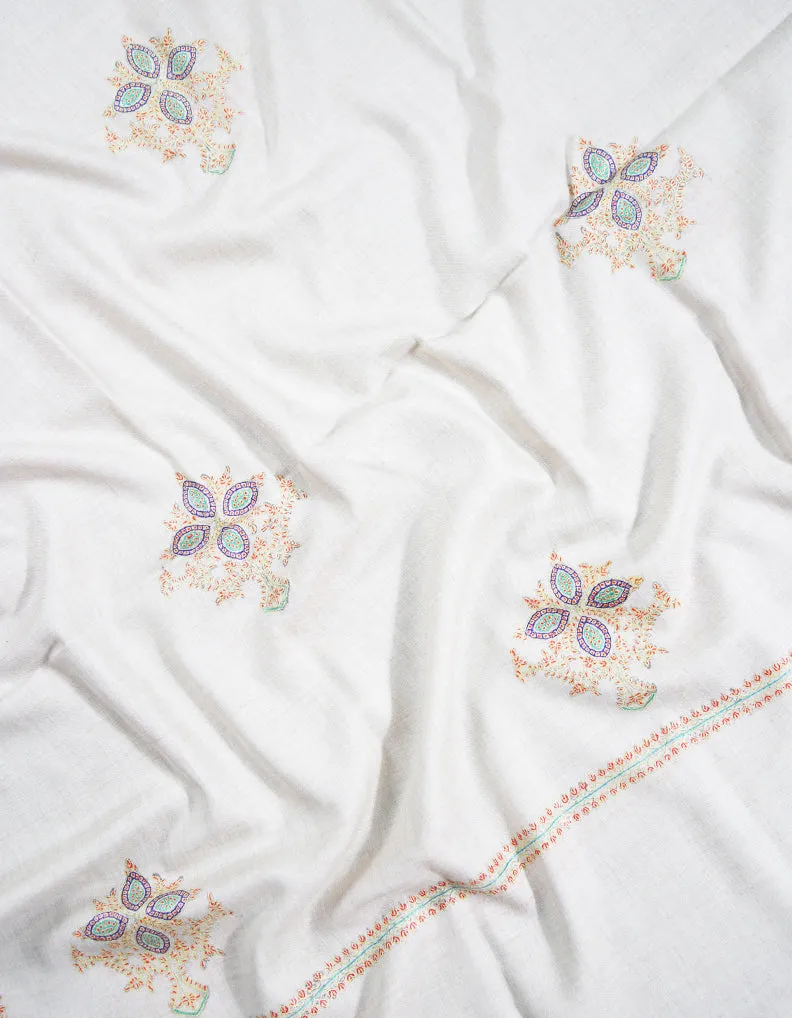 snow white butis embroidery pashmina shawl 9035