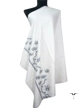 snow white embroidery pashmina shawl 8887