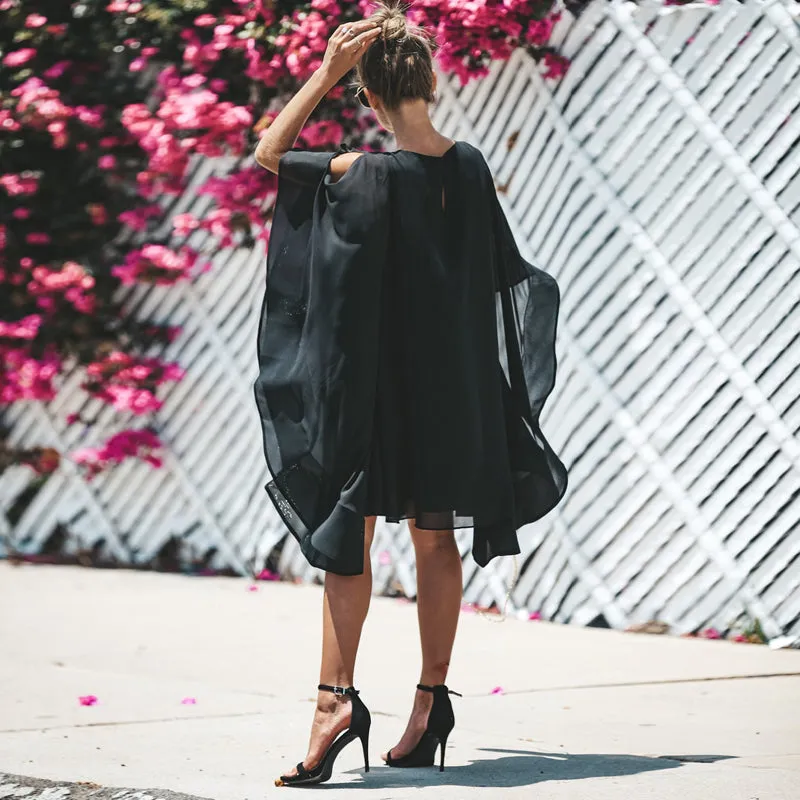 Solid color casual lady wear knee length fashion loose latest design plain chiffon dress women