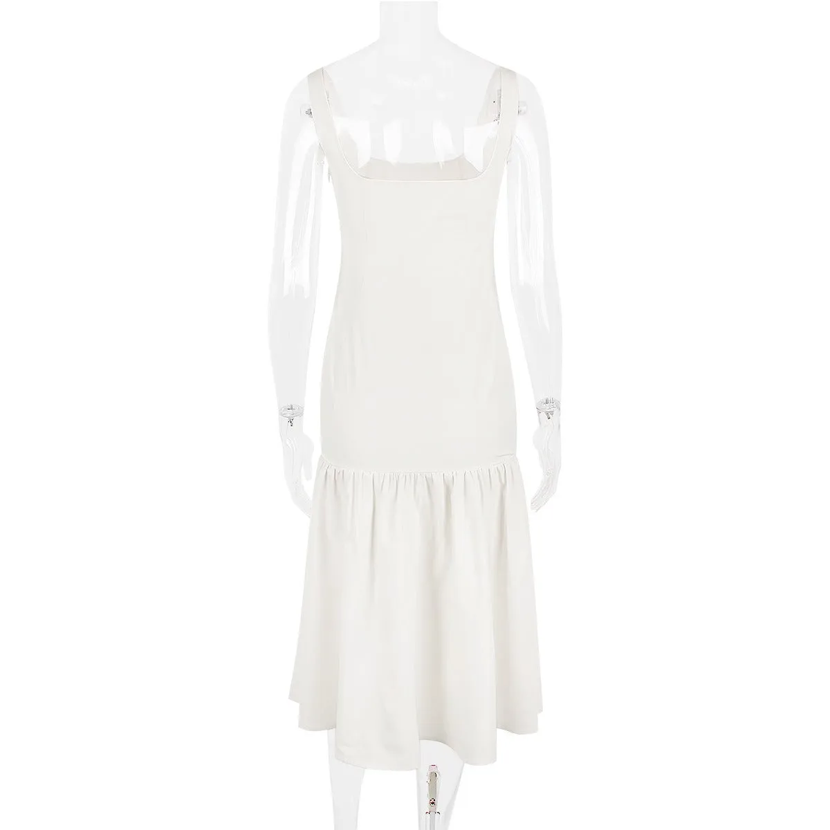 Spaghetti Mermaid Ruffle Midi Dress