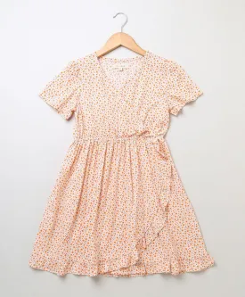 Sweetlime By As Organic viscose fit & flare dress for girls- Orange
