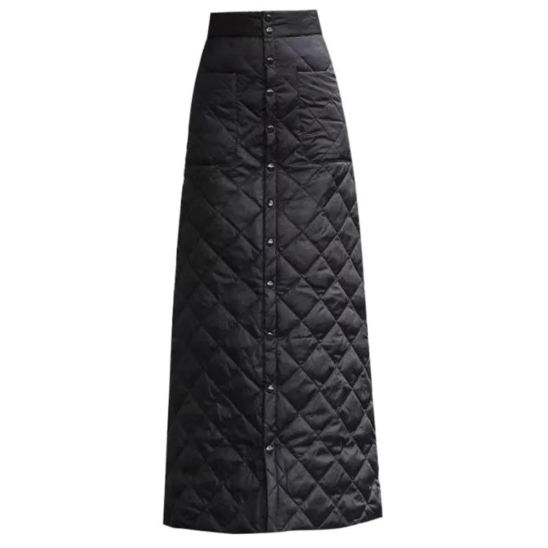 Thickened Warmth Quilted Button Down Pencil Skirts