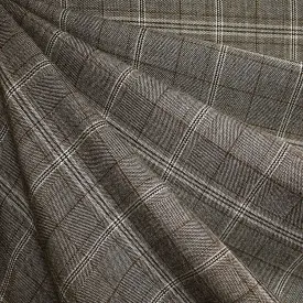 Tonal Glen Plaid Stretch Gabardine Suiting Black/Natural