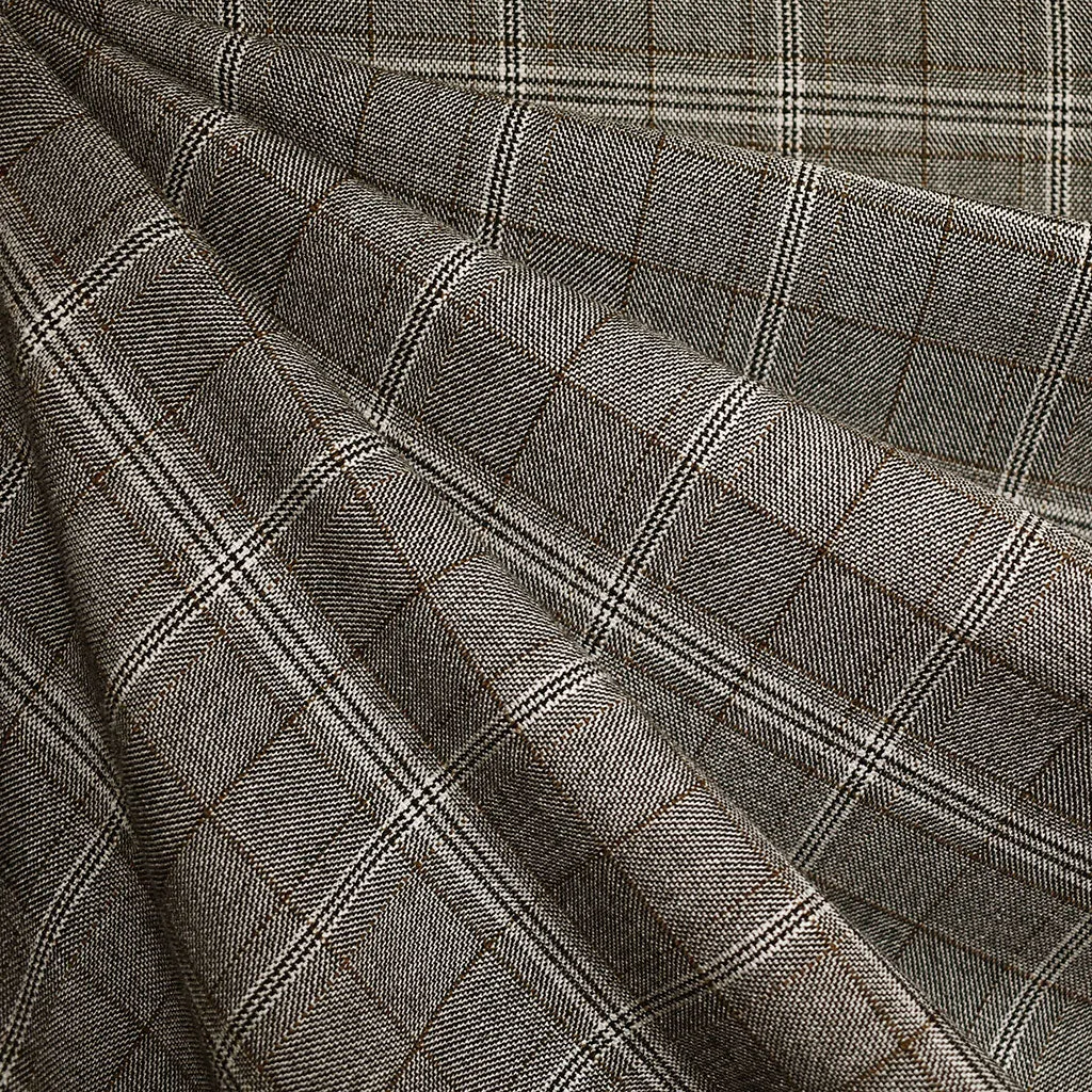 Tonal Glen Plaid Stretch Gabardine Suiting Black/Natural