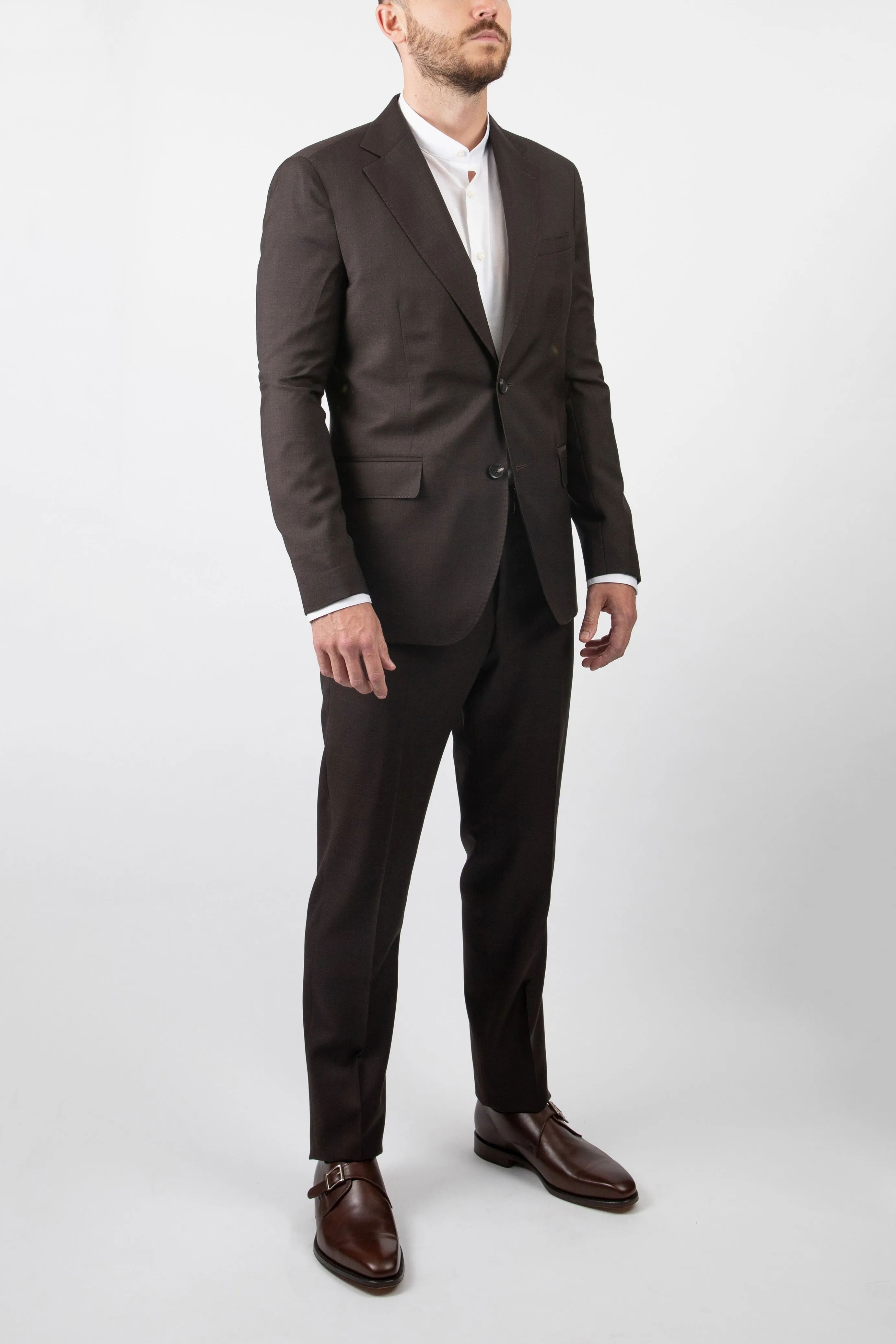 Tonal Glen Plaid Wool Suit - Brown