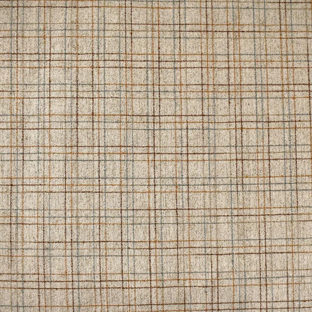 Variegated Stitch Texture Plaid Cotton Shirting Natural