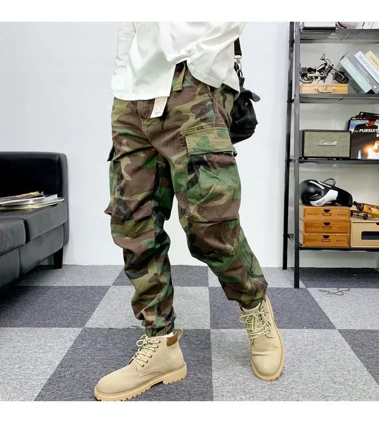 Vintage Street Wild Cargo Pants  Zipper Pockets Cotton