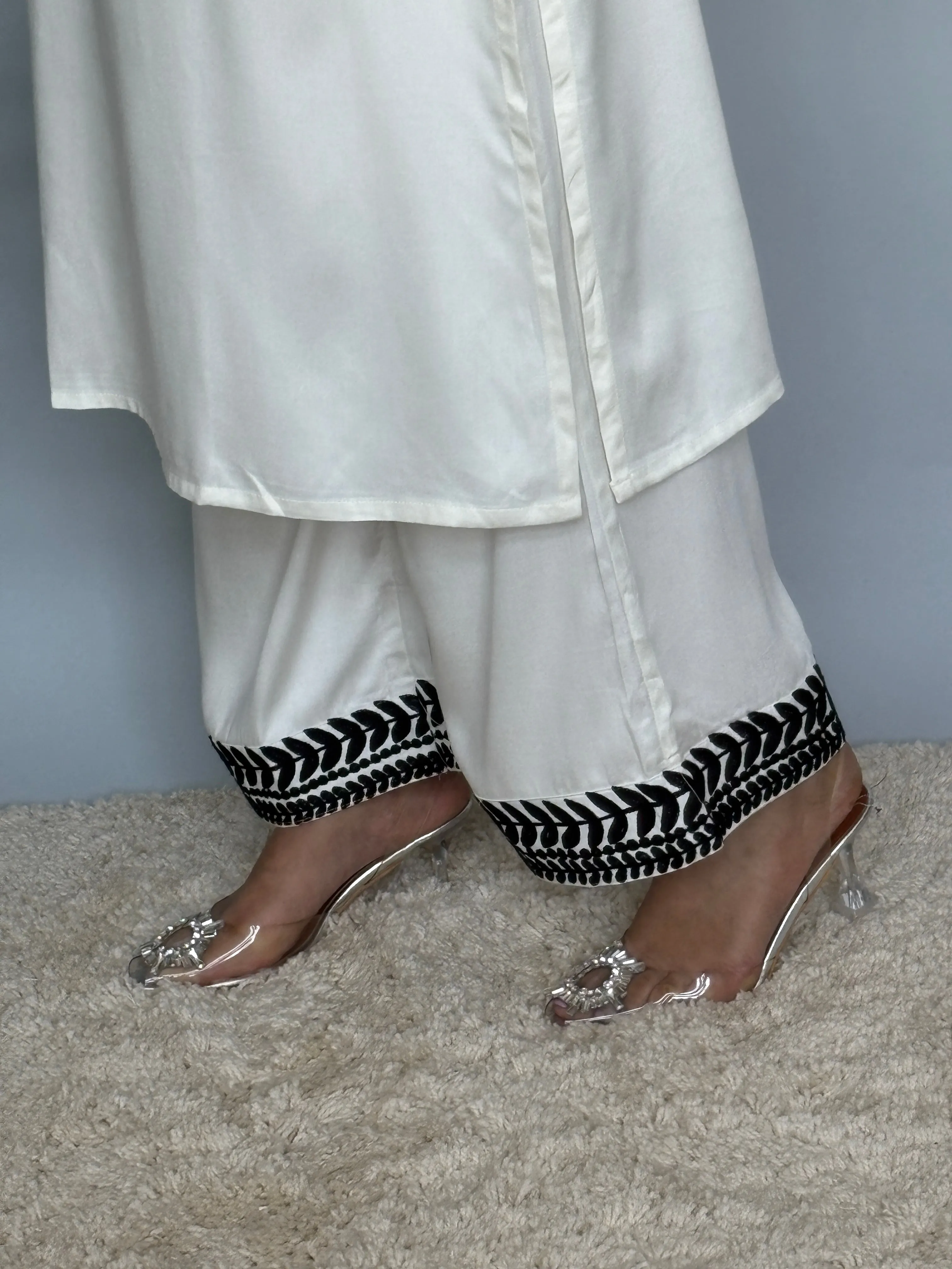 White Embroidered 2 Piece Set