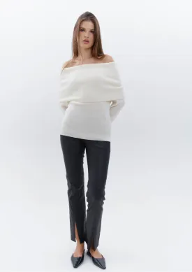 WHITE OFF-SHOULDER SWEATER