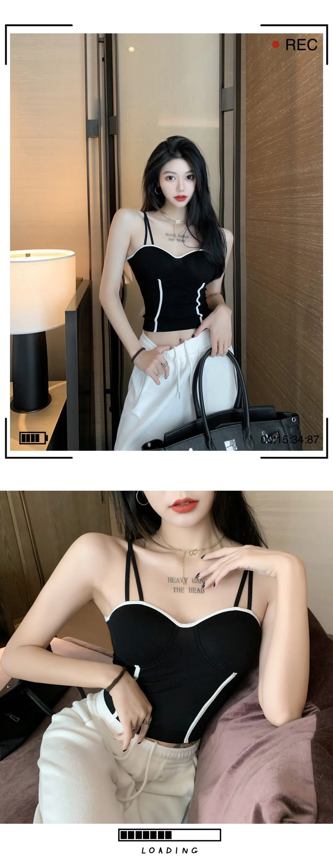 Wjczt Sexy Camisole Fixed Latex Chest Pad Slim Fit Beautiful Back Bandeau Anti-Sagging Comfortable Elastic Tank Top 2022 New