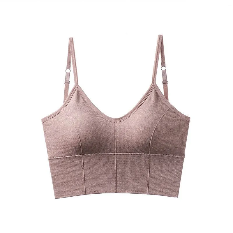 Wjczt Sexy Crop Top Women V-Neck Big U Shape Beautiful Back Padded Tank Top Push Up Wireless Comfortable Underwear 2022 New