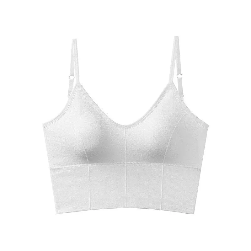 Wjczt Sexy Crop Top Women V-Neck Big U Shape Beautiful Back Padded Tank Top Push Up Wireless Comfortable Underwear 2022 New