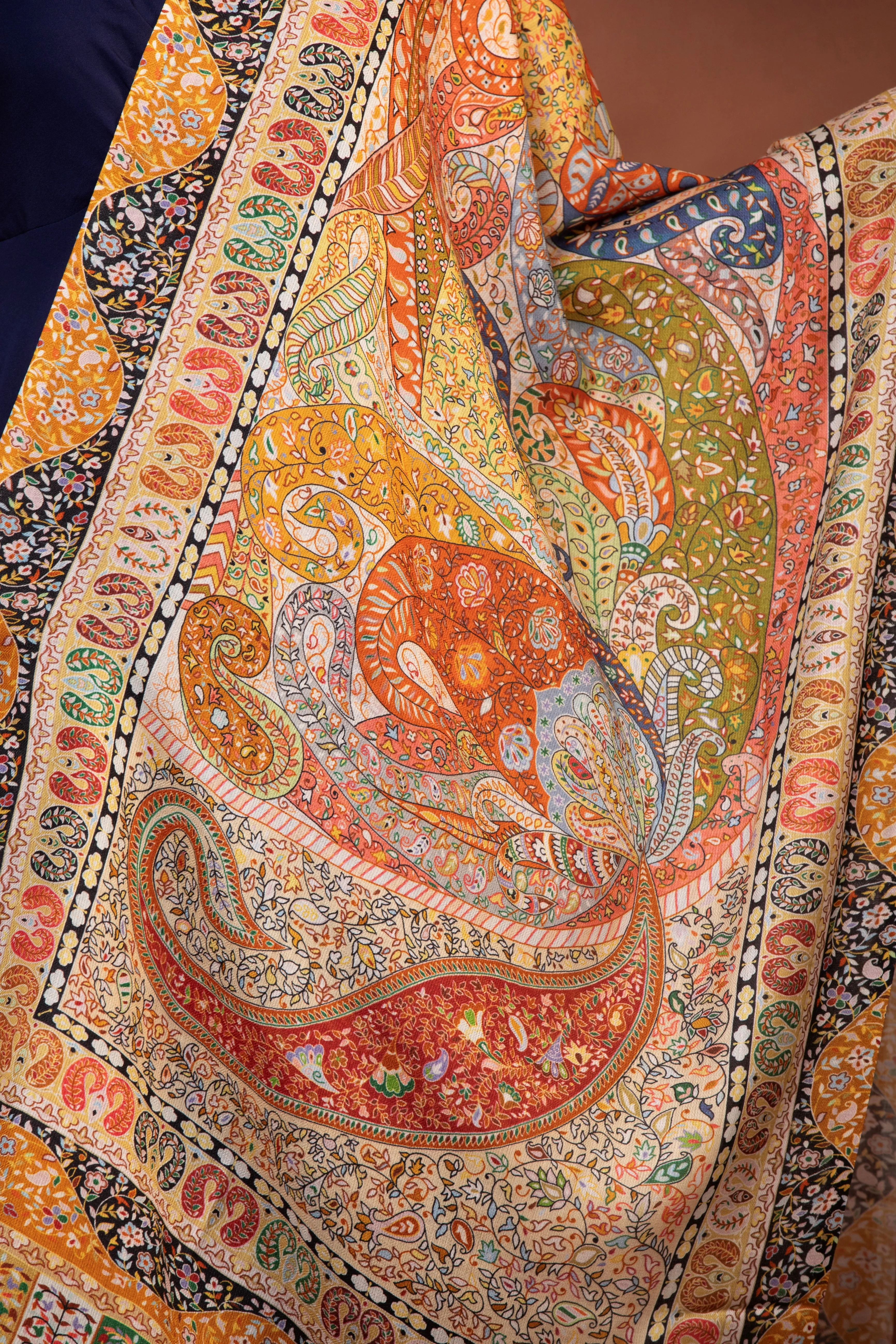 Women's Pure Viscose Moon Shawl | Hand-Embroidered Kalamkari